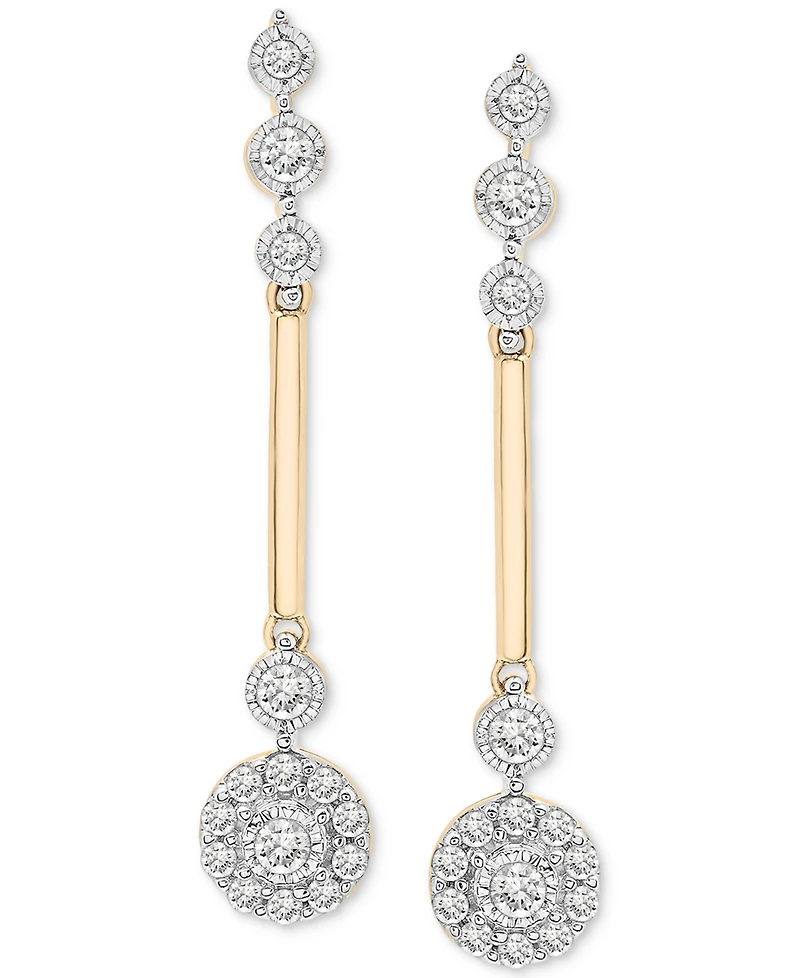 Diamond Station Linear Drop Earrings (1/2 ct. t.w.) in 14k Gold, Created for Macy's