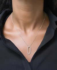 Diamond Open Oval 18" Pendant Necklace (1/2 ct. t.w.) 14k White or Yellow Gold, Created for Macy's