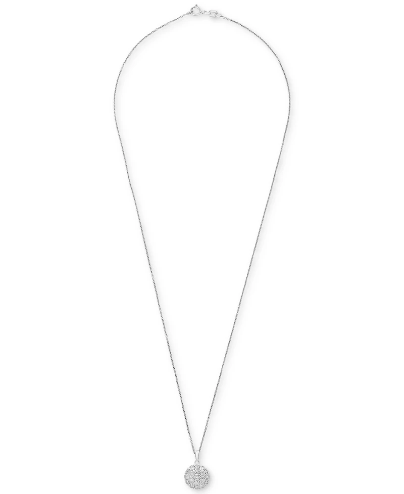 Diamond Cluster 18" Pendant Necklace (1/10 ct. t.w.) in Sterling Silver, Created for Macy's (A $170 Value)