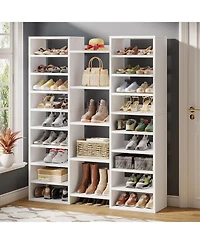 Tribesigns 14-Tier Shoe Rack, Freestanding Shoe Shelf, White Wooden Shoe Storage Cabinet with 22 Open Cubbies, 46 Pairs Wide Entryway Shoe Organizer