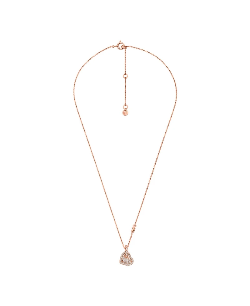 Michael Kors Sterling Silver Pave Heart Pendant Necklace