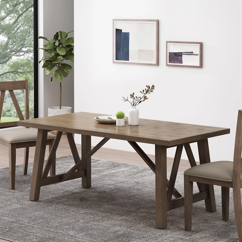 Streamdale Farmhouse Style Dining Table With Rubberwood Frame And Wood-Like Top