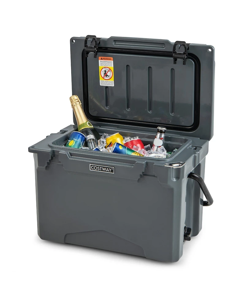 Slickblue 25 Qt Hard Cooler with Aluminum Handle and Integrated Cup Holders