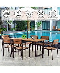 Slickblue Patented 7 Pieces Patented Outdoor Patio Dining Table Set with Hole