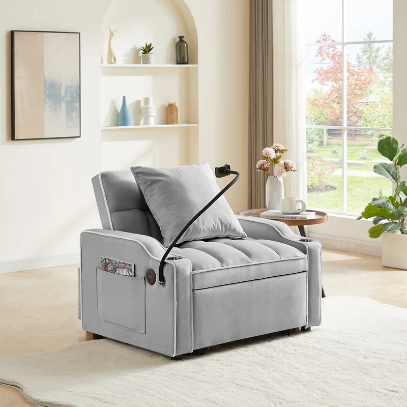 Streamdale 3-in-1 Convertible Sleeper Chair Bed with Usb Charging