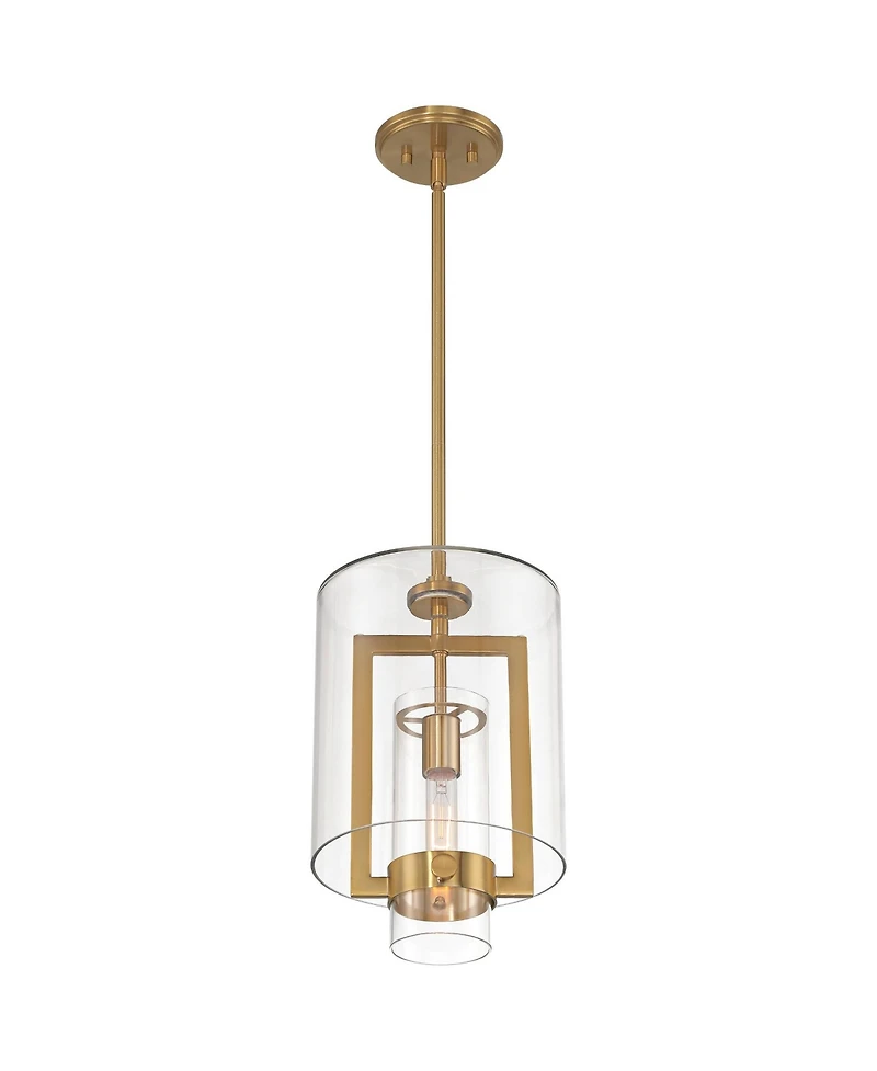 Possini Euro Design Camden Warm Brass Gold Mini Pendant 10" Wide Modern Clear Glass Fixture for Dining Room House Kitchen Island