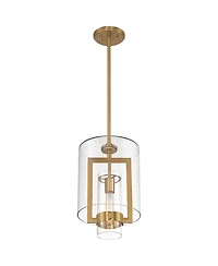 Possini Euro Design Camden Warm Brass Gold Mini Pendant 10" Wide Modern Clear Glass Fixture for Dining Room House Kitchen Island