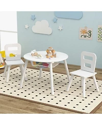 Slickblue Wood Activity Kids Table and Chair Set with Center Mesh Storage for Snack Time and Homework