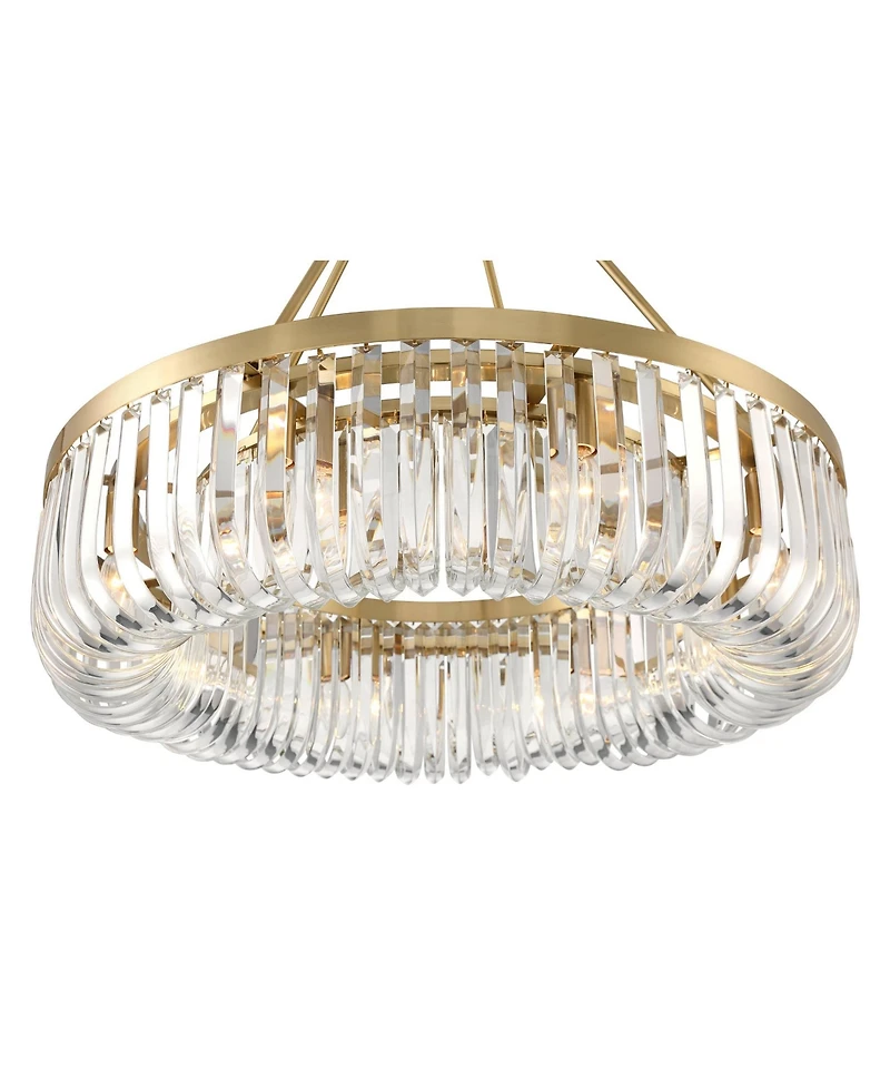 Possini Euro Design Jenna Modern Glam Ceiling Light Semi Flush-Mount Fixture 28" Soft Gold Metal 8-Light Clear Glass Shade for Bedroom Kitchen Living
