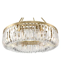 Possini Euro Design Jenna Modern Glam Ceiling Light Semi Flush-Mount Fixture 28" Soft Gold Metal 8-Light Clear Glass Shade for Bedroom Kitchen Living