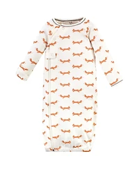 Touched by Nature Baby Boys Full-Zip Natural Cotton Sleep Gown