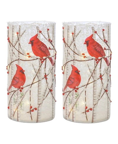 Set of 2 Led Cardinal Bird Luminaries for Festive Decor