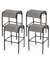 Set of 2/4 Patio Metal Bar Stools with Curved Fabric Seat-Set of 4