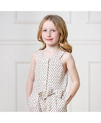 Hope & Henry Toddler Girls Halter Button Front Linen Romper