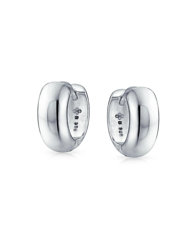 Bling Jewelry Wide Dome Hinge Small Hoop Earrings Rose Gold Plated Sterling Silver