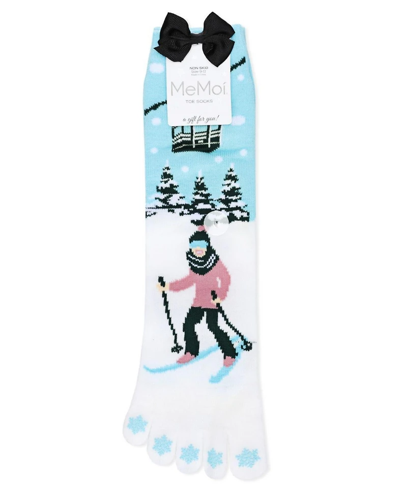 Festive Skiing Non-Skid Toe Socks