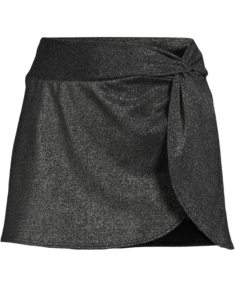 Lands' End Women's Chlorine Resistant Shine Twist Front Mini Swim Cover-up Skirt