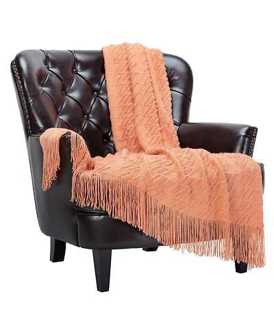 Chanasya Premium Rust Brown Throw Blanket With Tassels