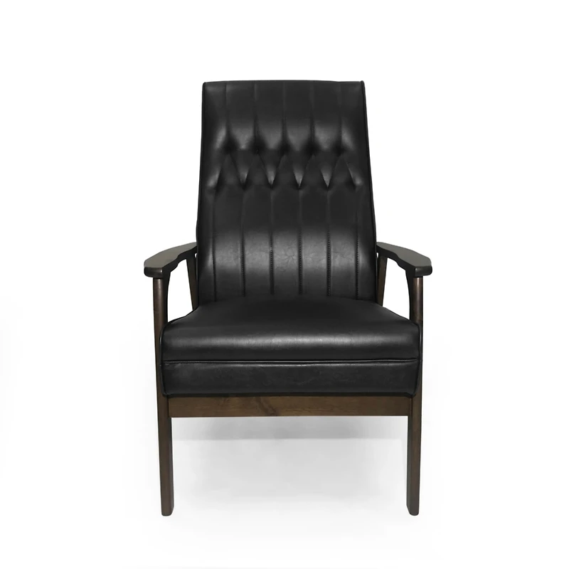 Mid-Century Modern Faux Leather Accent Chair