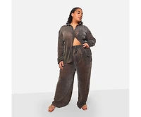 Rebdolls Women's Fabian Sheer Metallic Plisse Wide Leg Pants W. Pockets