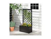 Slickblue 44 Inch Metal Raised Garden Bed with Trellis-Black