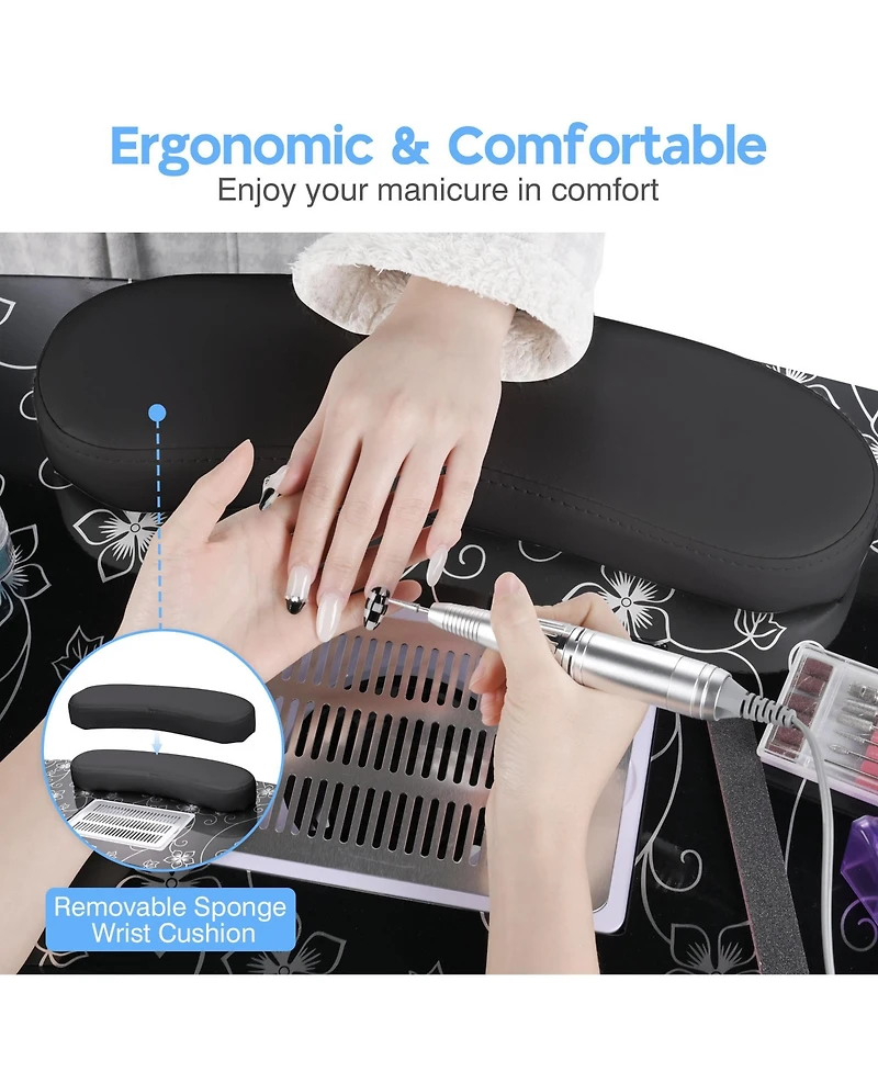 Byootique 4in1 Rolling Makeup Train Case w/ Manicure Table Nail Desk Wheels