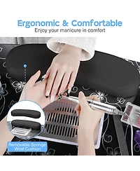 Byootique 4in1 Rolling Makeup Train Case w/ Manicure Table Nail Desk Wheels