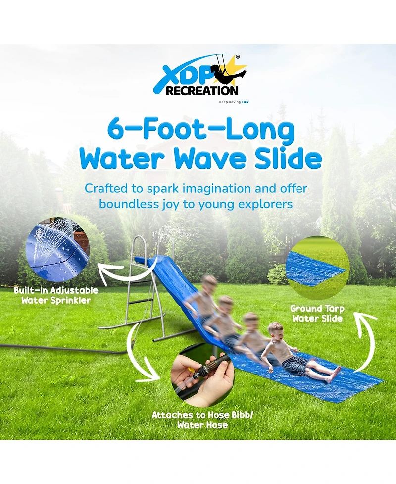 Xdp Recreation 6 Foot Water Wave Slide with Built In Adjustable Water Sprinkler