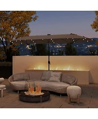 Double-sided Patio Umbrella with Solar Lights for Garden Pool Backyard