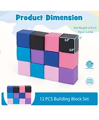 Slickblue Kids 12 Pieces Soft Foam Building Blocks Climbing Foam Cubes Set