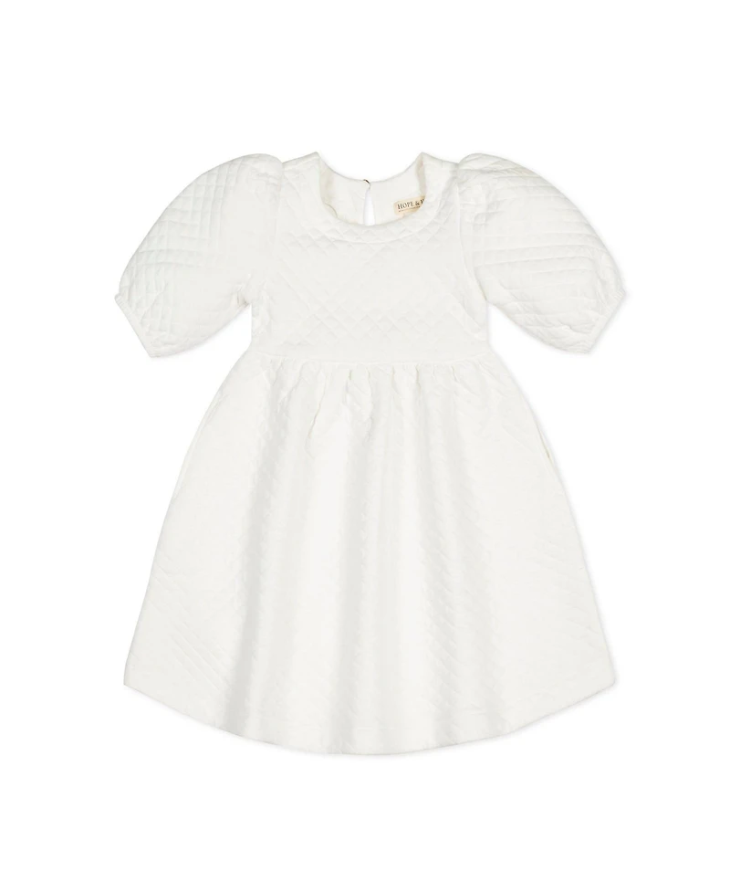 Hope & Henry Big Girls Quilted Puff Sleeve Dress