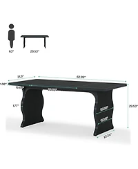 Tribesigns Modern Dining Table for 4-6, 63-Inch Rectangular Wood Kitchen Table, Large Dinner Table Wooden Dining Room Table, Black Kitchen & Dining Ro