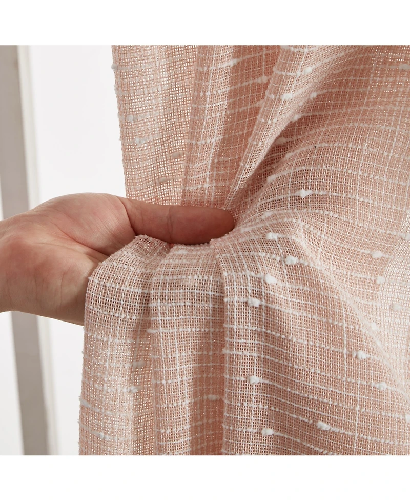 Hlc.me Emily Faux Linen Semi Sheer Light Filtering Transparent Grommet Lightweight Window Curtains Drapery Panels