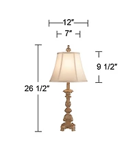 Regency Hill Elize Traditional Table Lamps 26 1/2" High Set of 2 Whitewashed Candlestick with Table Top Dimmers Beige Shade for Bedroom Living Ro
