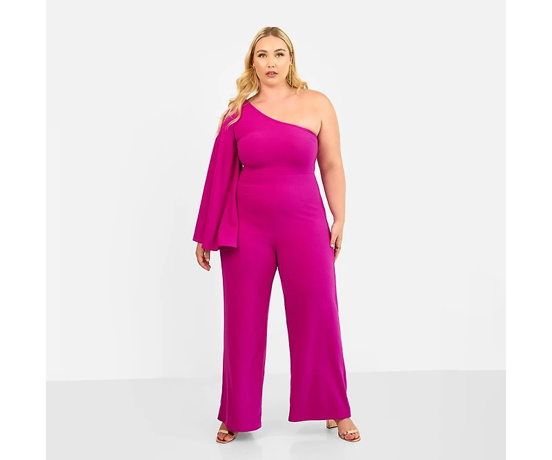 Rebdolls Plus Opal Extreme Single Sleeve Wide Leg Jumpsuit
