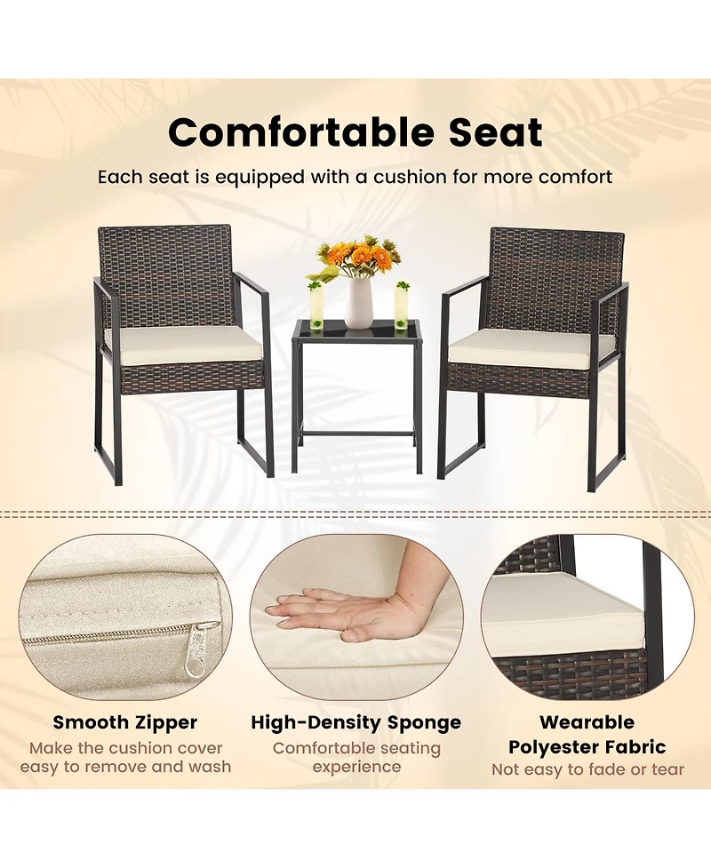 Skonyon 3 Pieces Modern Heavy Duty Patio Furniture Set with Coffee Table