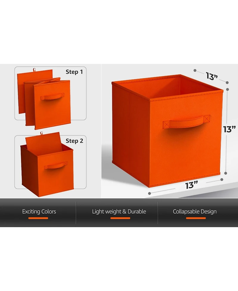 Sorbus 6 Pack 13 Inch Foldable Storage Cubes with Handles- for Organizing Home, Shelves, Nursery, Playroom