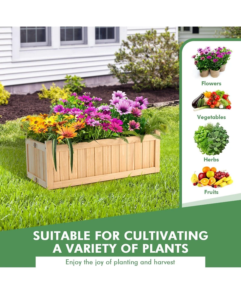 Slickblue Folding Wooden Raised Garden Bed with Removable Bottom for Herbs Fruits Flowers