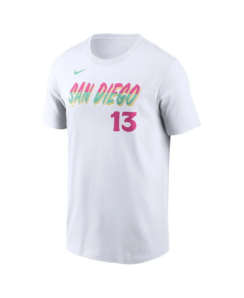 Nike Men's Manny Machado White San Diego Padres City Connect Fuse Name Number T-Shirt
