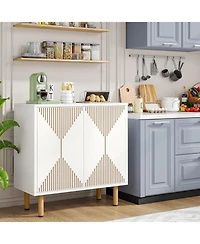 Tribesigns White Sideboard Buffet, Modern Storage Cabinet, Large Buffet Cupboard with 4 Doors, Dinning Horizontal Cabinet
