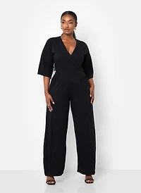 Rebdolls Women's Plus Karma Pleated Wide Leg Jumpsuit