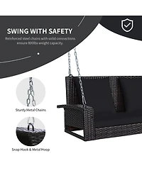 Slickblue 2-Person Patio Rattan Porch Swing with Cushions