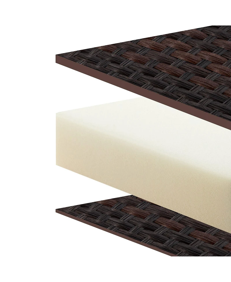 Slickblue 3 Piece Patio Gliding Set with Tempered Glass Coffee Table-Brown