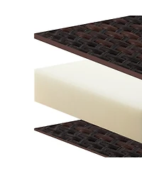 Slickblue 3 Piece Patio Gliding Set with Tempered Glass Coffee Table-Brown