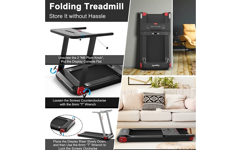 Folding Electric Compact Walking Treadmill with App Control and Built-in Speaker Home Exercise Machine