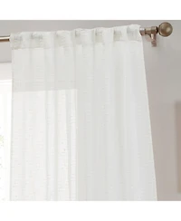 Hlc.me Emily Faux Linen Semi Sheer Transparent Rod Pocket Back Tab Lightweight Window Curtains Wide Panels