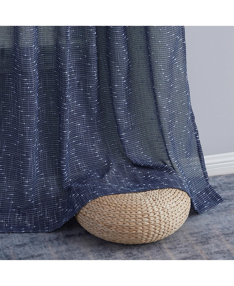 Hlc.me Emily Faux Linen Semi Sheer Transparent Rod Pocket Back Tab Lightweight Window Curtains Wide Panels