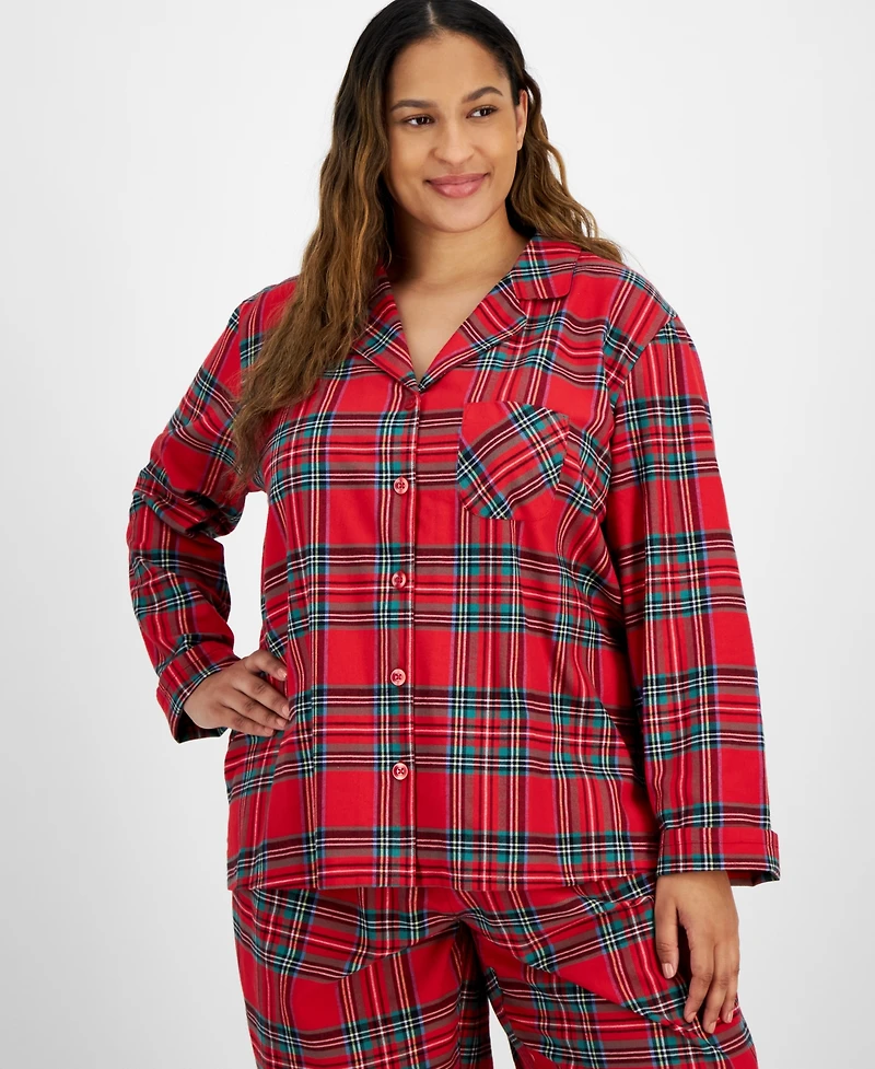Holiday Lane Plus Brinkley Plaid Notch Collar Matching Family Pajamas Set, Created for Macy's
