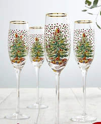 Spode Christmas Tree Polka Dot Champagne Flutes, Set of 4