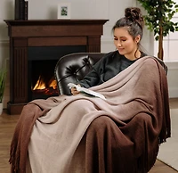 Chanasya Premium Gradual Gradient Ombre Super Soft Acrylic Throw Blanket With Tassels